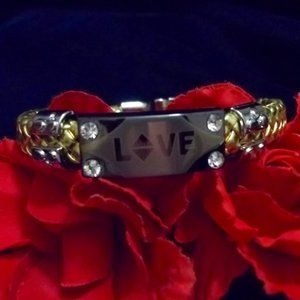 *5/35* "LOVE" Gold Braided Leather Bracelet